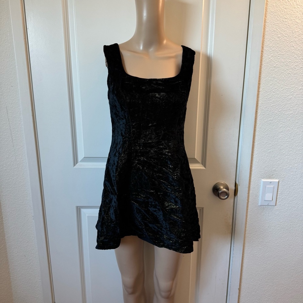 Plein Sud Velvet Black & Gold Mini Dress